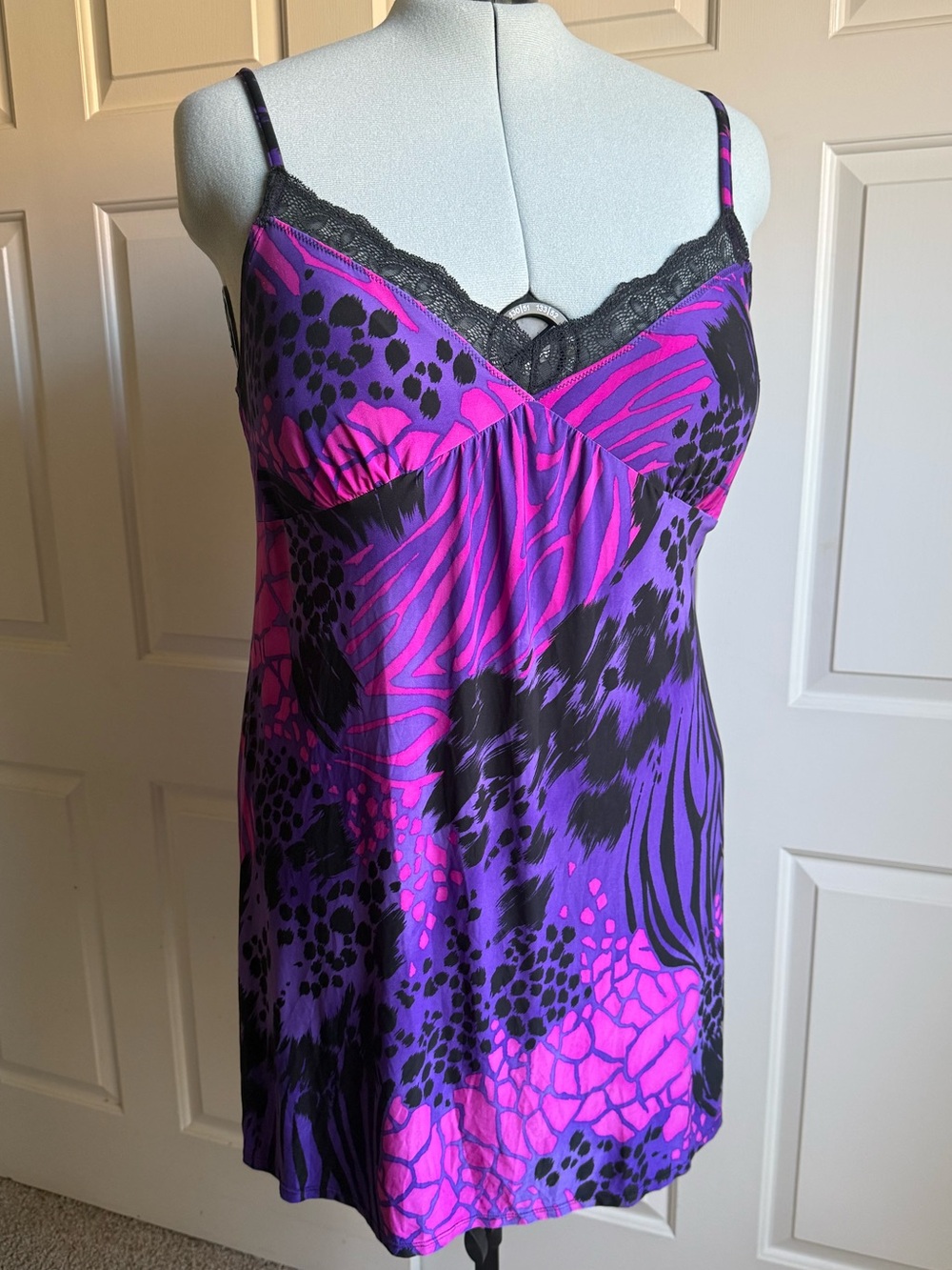 George Purple & Pink Lace-Trim Chemise Nightdress Lingerie Size 2x 18-20